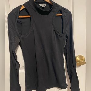 Earthbound Cut out mock neck black long sleeve